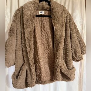 Jolt Plush Tan Faux Fur Women's Sweater